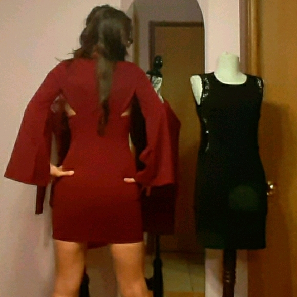 Banjul Burgundy cocktail dress - Picture 2 of 10